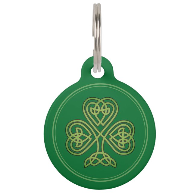 MÉDAILLON POUR ANIMAUX SAINT PATRICKS CELTIC CROSS VERT (Devant)