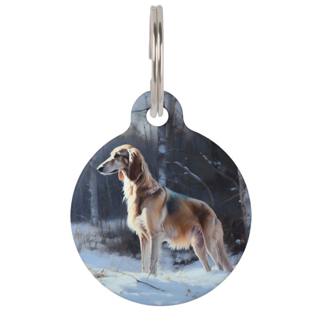 Médaillon Pour Animaux Saluki Qu'il neige Noël (Devant)