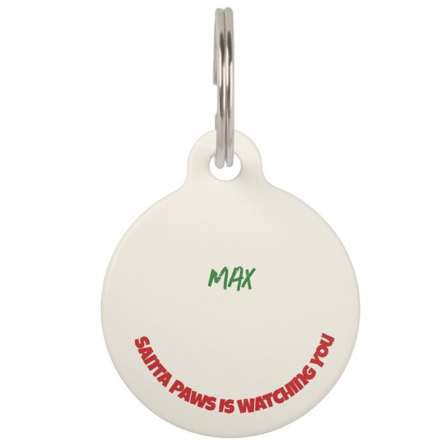 Médaillon Pour Animaux Santa Paws vous regarde (Devant)