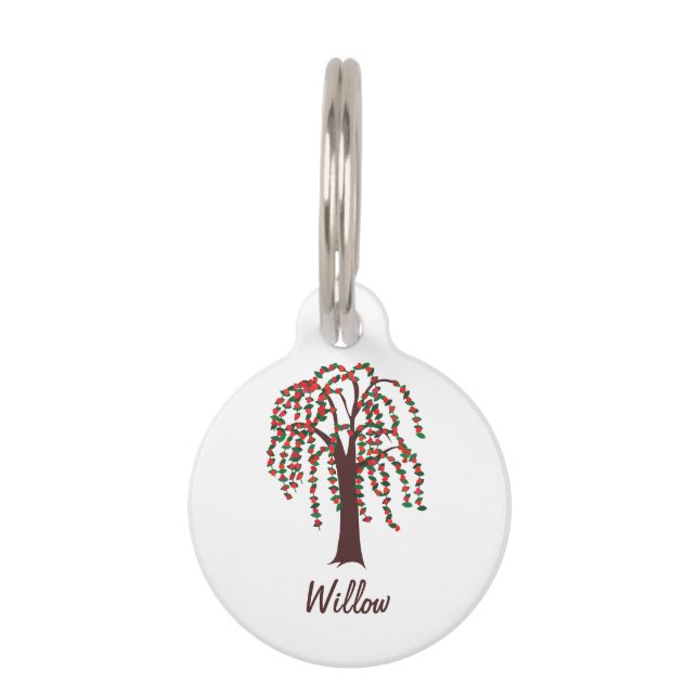 Médaillon Pour Animaux Saule avec des coeurs - personnalisables (Devant)