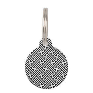 Médaillon Pour Animaux Sayagata motif, japonais, noir et blanc