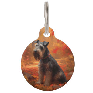 Médaillon Pour Animaux Schnauzer dans les feuilles d'automne tombant insp