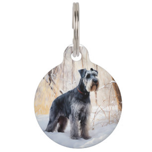 Médaillon Pour Animaux Schnauzer Qu'il neige Noël