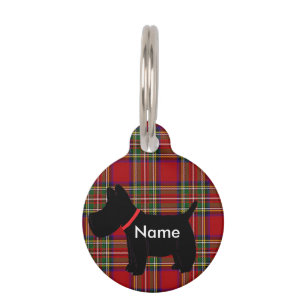 Médaillon Pour Animaux Scottie Dark Red Tartan