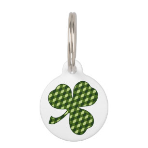 Médaillon Pour Animaux Shamrock chanceux en Jacquard vert Diamond Plaid