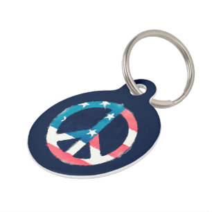 Médaillon Pour Animaux Signe de paix américain grunge