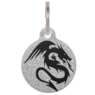 Médaillon Pour Animaux Silhouette de attaque de dragon sur l'argent