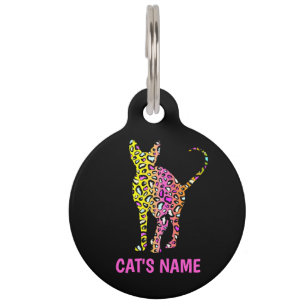 Médaillon Pour Animaux Silhouette de chat Sphynx personnalisée Impression
