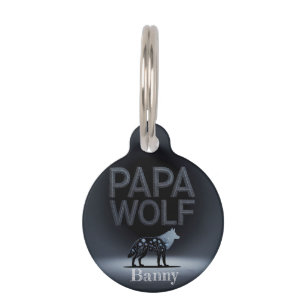Médaillon Pour Animaux Silhouette de Papa Personnalisé Loup Nature