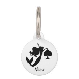 Médaillon Pour Animaux Silhouette de sirène noire Thunder_Cove