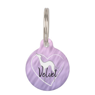 Médaillon Pour Animaux Silhouette Greyhound et lilas du coeur Personnalis