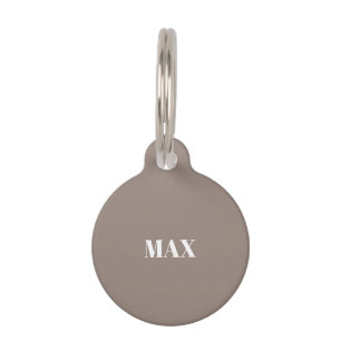 Médaillon Pour Animaux Simple Moderne Personnalisé beige grège chien Nom