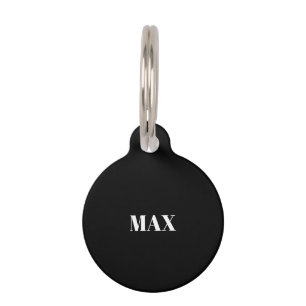 Médaillon Pour Animaux Simple Nom personnalisé info noir blanc chien