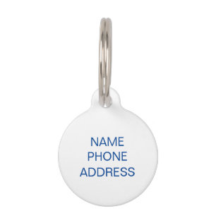 Médaillon Pour Animaux Simple Nom personnalisé monogramme contact Info ch