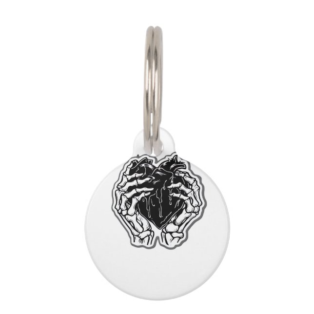 Médaillon Pour Animaux Skeleton Heart Hands Drôle (Devant)