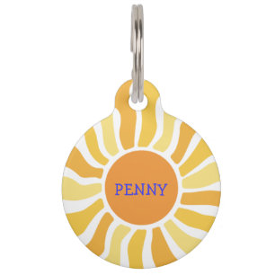 Médaillon Pour Animaux Soleil Rétro Personnalisé
