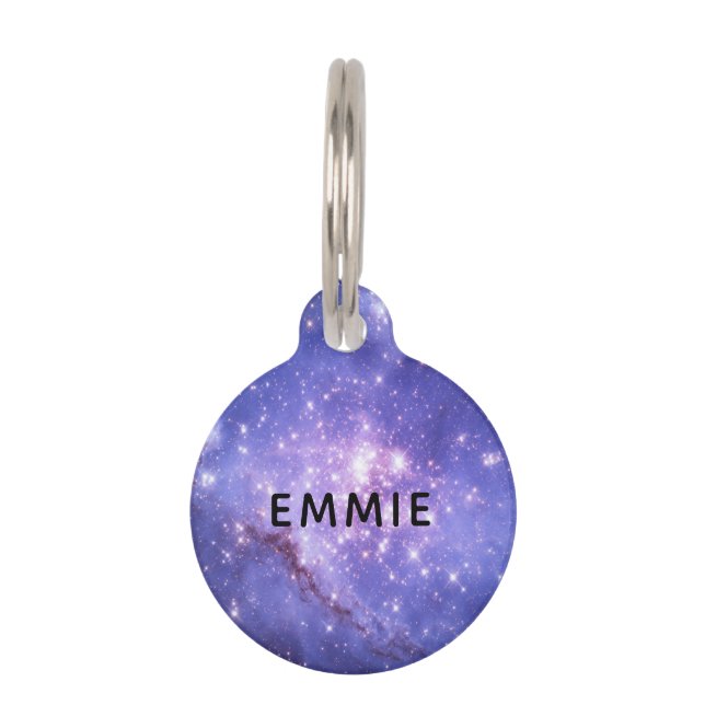 Médaillon Pour Animaux Space Stars Galaxy Nom personnalisé (Devant)