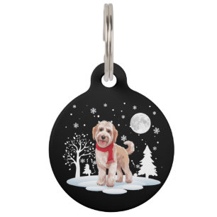 Médaillon Pour Animaux Spinone Italiano sous la lumière de la lune neige