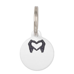 Médaillon Pour Animaux Squelette Mains Formant Un Coeur