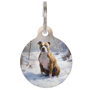 Médaillon Pour Animaux Staffordshire américain Laissez tomber la neige No