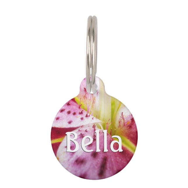 Médaillon Pour Animaux Stargazer Lily brillant Magenta Floral (Devant)