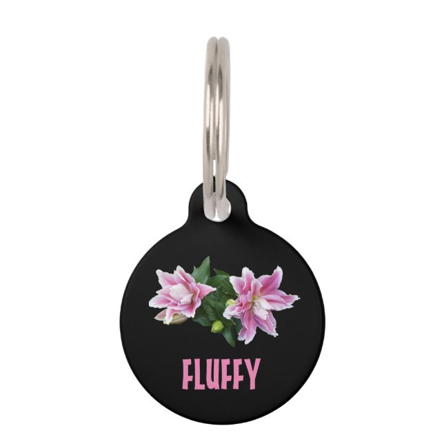 Médaillon Pour Animaux Stargazer personnalisable lys rose oriental (Devant)