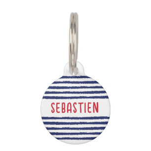 MÉDAILLON POUR ANIMAUX STRIPES MODERNES (MARINE)