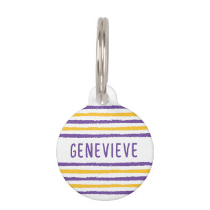 Médaillon Pour Animaux STRIPES MODERNES (violet et jaune)