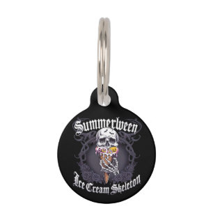 Médaillon Pour Animaux Summerween IceCream Skeleton Classic Trending