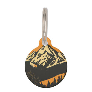 Médaillon Pour Animaux Sunset vintage Mountain