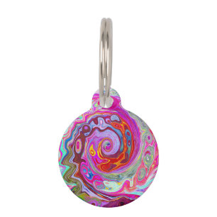 Médaillon Pour Animaux Super rétro rose chaud et bleu tourbillon Abstrait