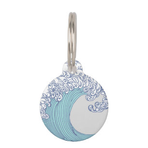 Médaillon Pour Animaux Surf asiatique japonais Vague Art Ocean Art