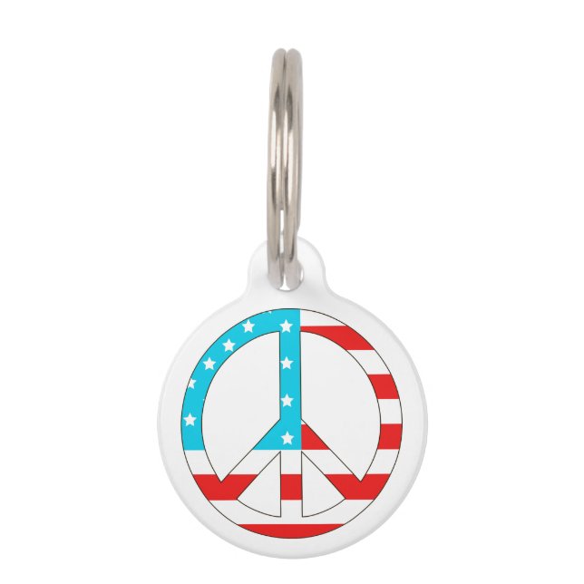 Médaillon Pour Animaux Symbole de paix du drapeau américain (Devant)