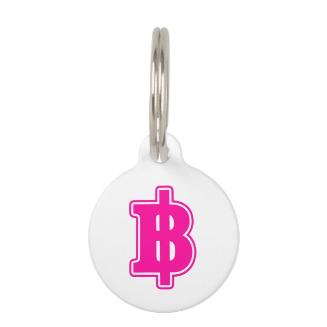 Médaillon Pour Animaux Symbole du baht rose ฿ Monnaie thaïlandaise ฿ (Devant)