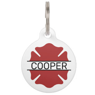 Médaillon Pour Animaux Symbole logo rouge du pompier personnalisé
