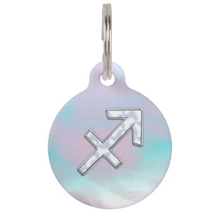 Médaillon Pour Animaux Symbole Sagittaire Zodiaque Mère de style perle