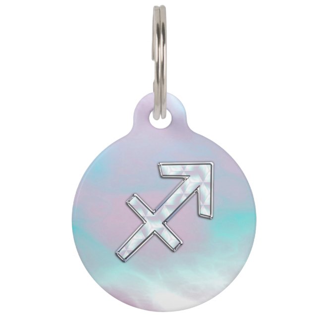 Médaillon Pour Animaux Symbole Sagittaire Zodiaque Mère de style perle (Devant)