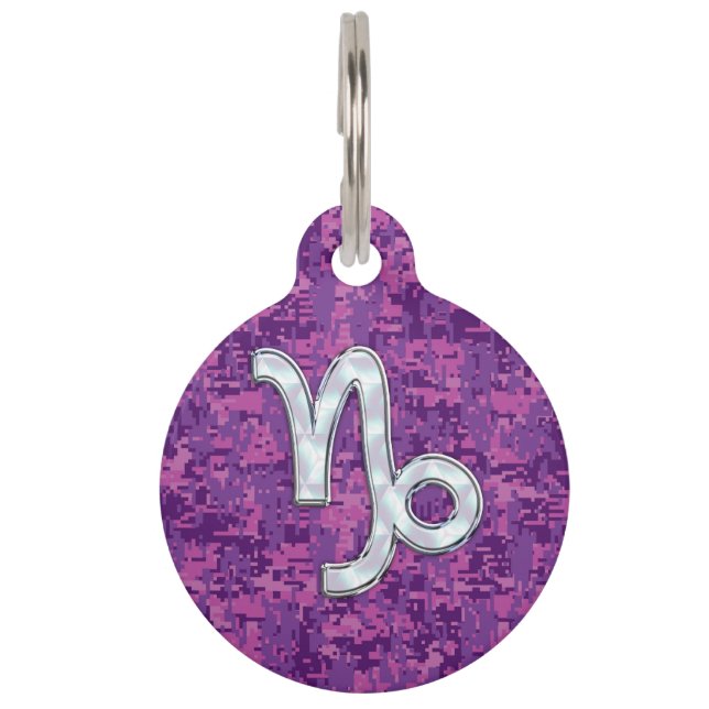 Médaillon Pour Animaux SYMBOLE Zodiaque Capricorne Camouflage numérique F (Devant)