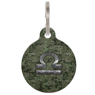 Médaillon Pour Animaux SYMBOLE Zodiaque Libra Camouflage numérique Woodla
