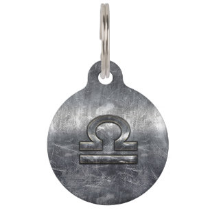Médaillon Pour Animaux SYMBOLE Zodiaque Libra Style Acier argenté