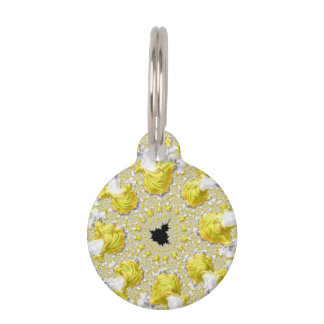 Médaillon Pour Animaux Symétrie fractale Abstraite Noir Or