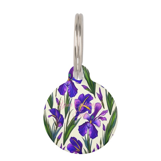 Médaillon Pour Animaux Symphonie de jardin : Iris Floral (Devant)
