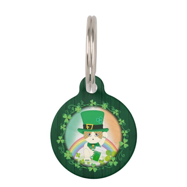 Médaillon Pour Animaux Tabby Ginger Joyeux Irlandais (Devant)