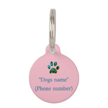 Tag de chien rose bleu vert