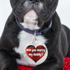 Médaillon Pour Animaux Tag de la proposition de mariage de coeur rouge