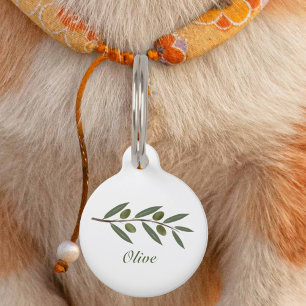 Médaillon Pour Animaux Tag de l'animal de compagnie de branche d'olive aq