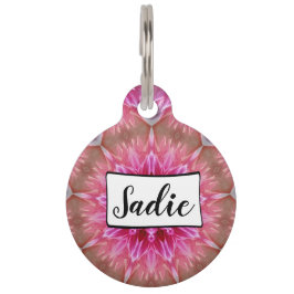 Médaillon Pour Animaux Tags de chien personnalisé, Mandala rose