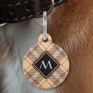 Médaillon Pour Animaux Tartan beige et marron