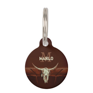 Médaillon Pour Animaux Taureau Pays Brown Russe Monogramme occidental