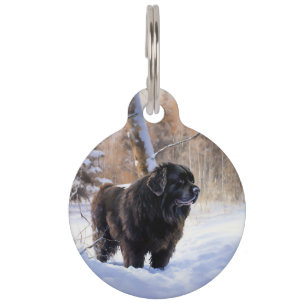 Médaillon Pour Animaux Terre-Neuve Laissez Tomber la Neige Noël